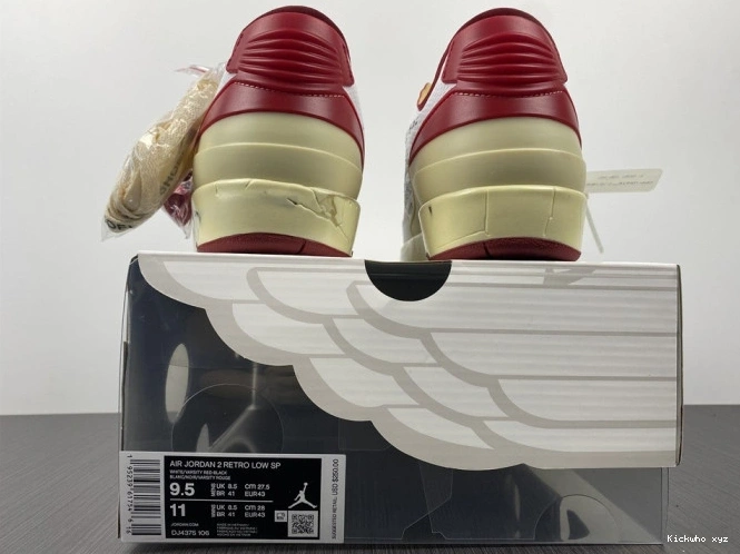 SP Red Retro 2 Low Off-White Jordan White DJ4375-106 0713